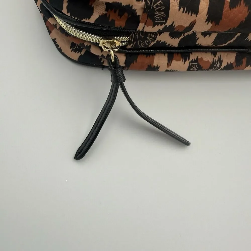 Victoria’s Secret Hanging Makeup Train Case Leopard Print Travel Cosmetic Bag